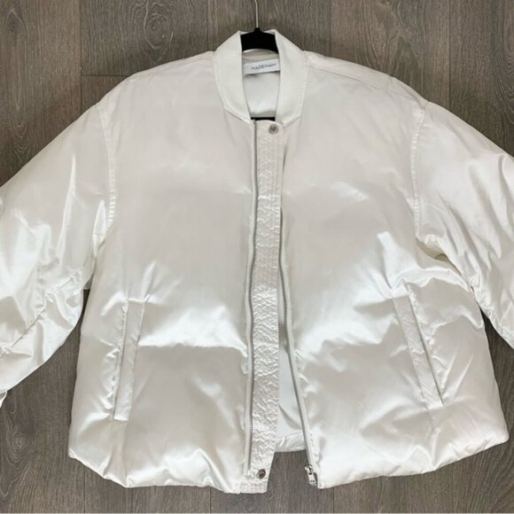 Madeinam Jill Bomber Puffer Jacket Winter Coat Oversized Satin Shine white XS - Picture 7 of 16